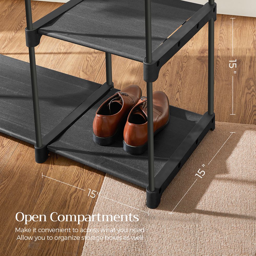 SONGMICS Freestanding Closet Organizer with Shelves, Hanging Rods 