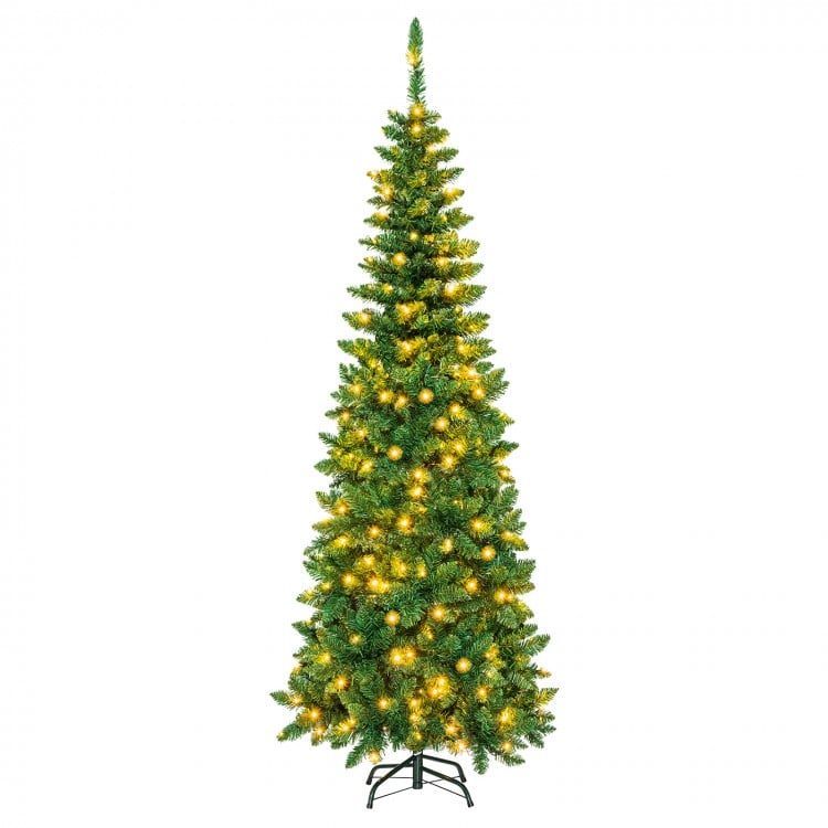 6.5 Feet Pre-Lit Hinged Artificial Pencil Christmas Tree