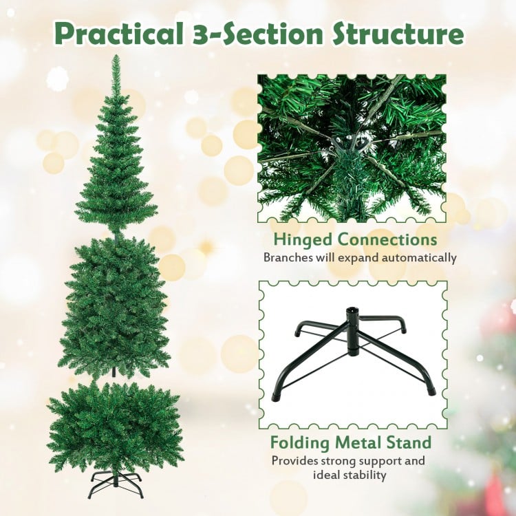 6.5 Feet Pre-Lit Hinged Artificial Pencil Christmas Tree
