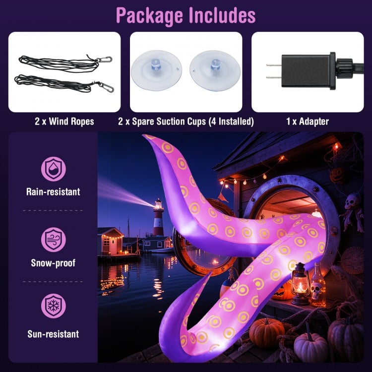 6.5 Ft Inflatable Tentacles with LED Lights and Suction Cups