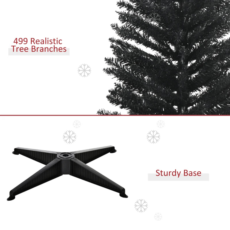 HOMCOM 7FT Artificial Christmas Tree, Pencil Christmas Tree with Realistic Branches, Stable Stand, Black 