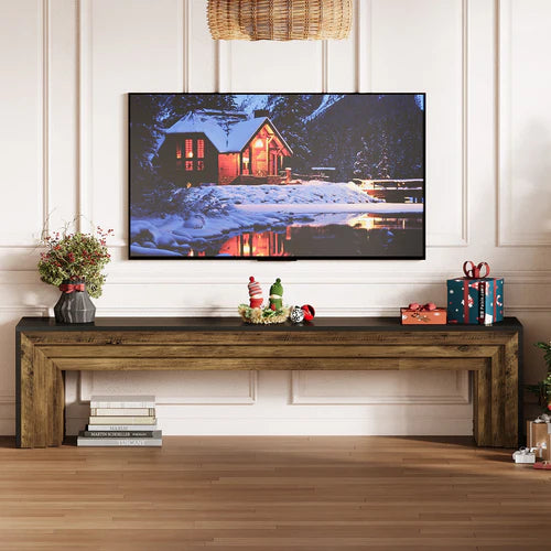 70.9" TV Stand for Up to 75" TVs, Wooden Entertainment Center Console with Open Storage Space Rustic Brown