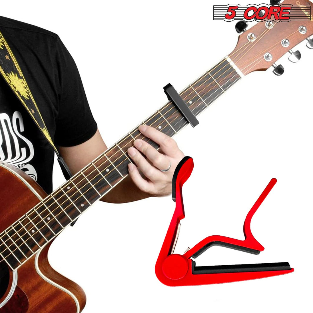 5Core Capo Acoustic Electric Guitar 6 String Kapo Clip For Banjo Mandolin Ukulele RED