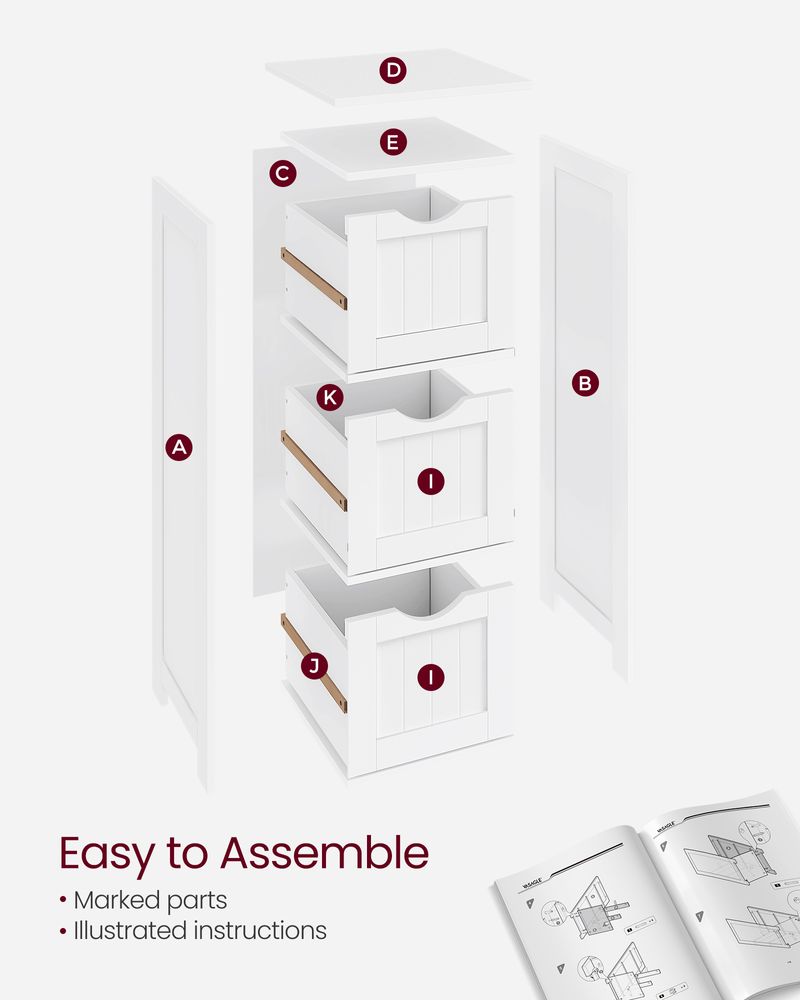 VASAGLE 3 Drawers Floor Cabinet 