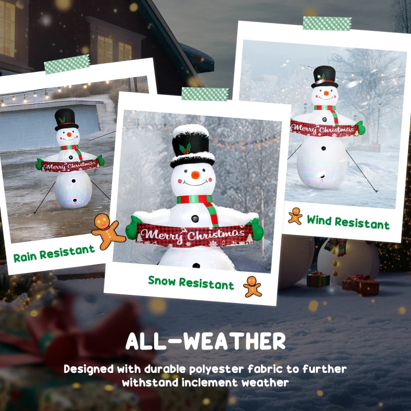 Outsunny 7ft Inflatable Christmas Snowman – Motion-Activated Music & Projector LED Light, Blow-Up Holiday Decoration 
