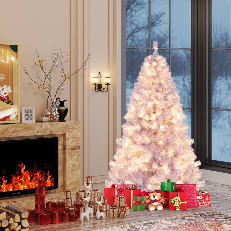 6 FT Pre-Lit Tinsel Christmas Tree Artificial Xmas Tree
