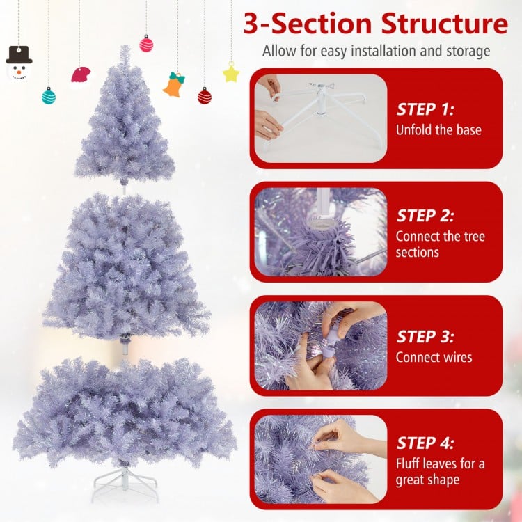 6 FT Pre-Lit Tinsel Christmas Tree Artificial Xmas Tree