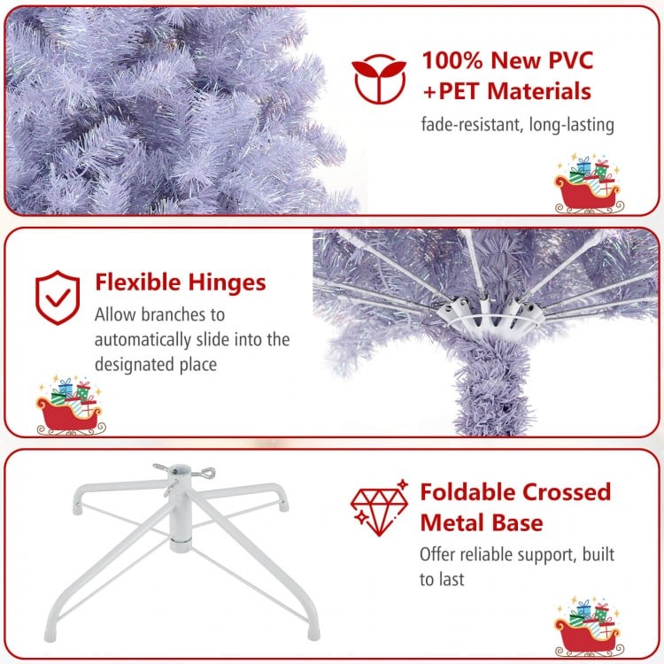 6 FT Pre-Lit Tinsel Christmas Tree Artificial Xmas Tree
