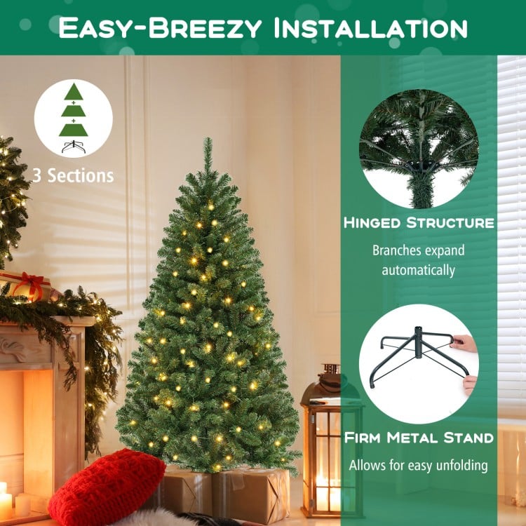 6 FT Artificial Christmas Tree with 568/830/1182 Branch Tips and 200/250/400 Warm White LED Lights