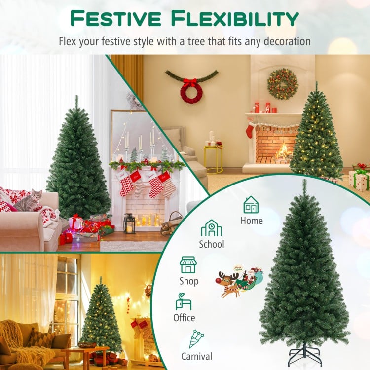6 FT Artificial Christmas Tree with 568/830/1182 Branch Tips and 200/250/400 Warm White LED Lights