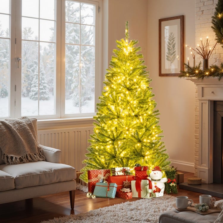 6 FT Pre-Lit Artificial Christmas Tree with Remote Control and LED Lights