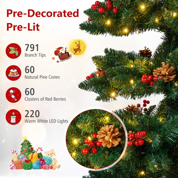 7 FT Pre-Lit Artificial Christmas Tree Spiral Holiday Tree with 791 Branch Tips and 8 Modes
