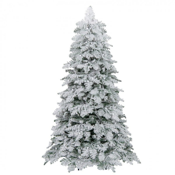 6 Feet Artificial Snow-flocked Christmas Tree Pre-lit Hinged Xmas Tree with 130 Twinkle Balls