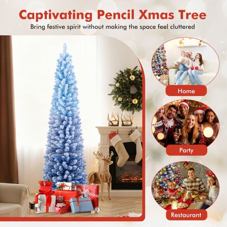 6 Feet Snow-flocked Artificial Christmas Tree with 220 Warm White LED Lights