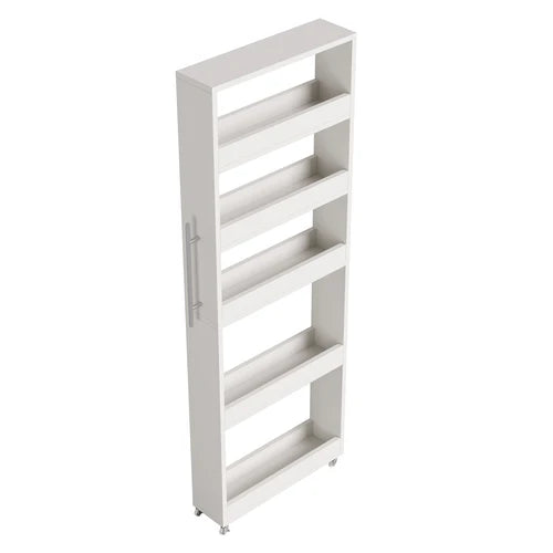 Storage Cart 63" Slim 5-Tier Tall Narrow Mobile Shelf Organizer White