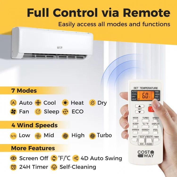 Airtural Series 18000 BTU 21 SEER2 Ductless Mini Split Air Conditioner and Heater 208-230V Energy Star Certified