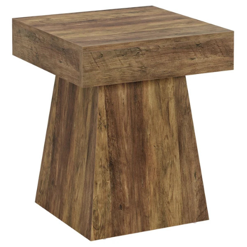 19.7" Mushroom Shape Side Table, Rustic Square End Table with Wide Pedestal Base for Living Room, Bedroom & Office