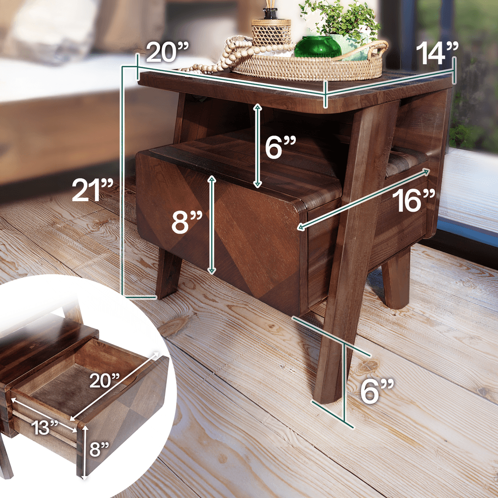 Rum Nightstand with drawer 