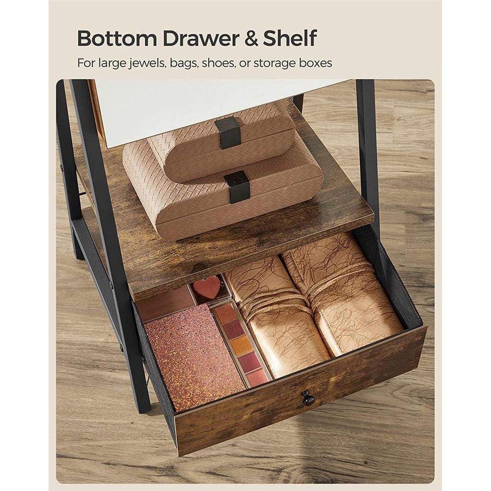 SONGMICS Lockable Jewelry Armoire with Full-Length Mirror 