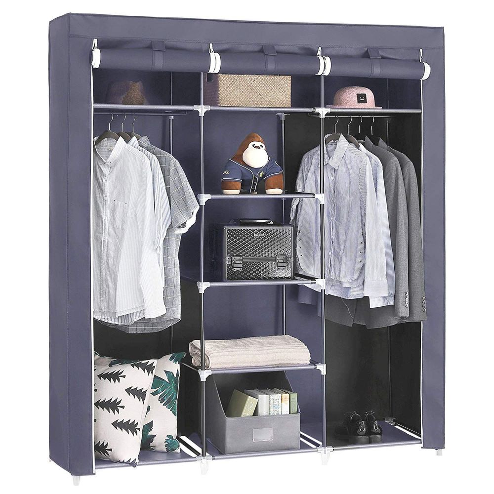 SONGMICS Wardrobe Closet Organizer with Non-Woven Fabric Cover, Hanging Rods 