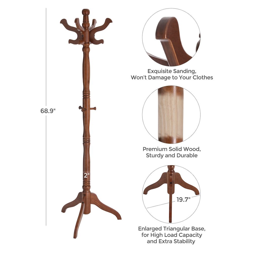 VASAGLE Coat Rack Free Standing with 11 Hooks 