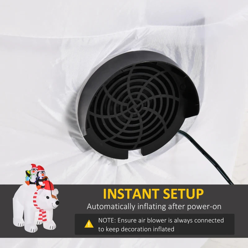 HOMCOM 7ft Inflatable Christmas Decoration – Polar Bear & Two Penguins with Santa Hat, Easy Setup Holiday Yard Blow-Up Decor 