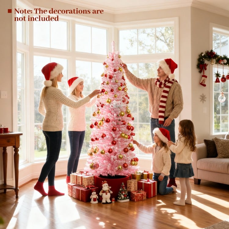 6 FT Artificial Christmas Tree with 460 Branch Tips and Folding Metal Stand