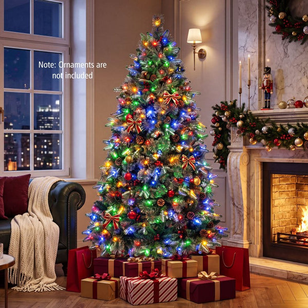 Pre-Lit Artificial Balsam Fir Christmas Tree with Dual-Color LED Lights & 9 Lighting Modes – 6 ft & 7 ft