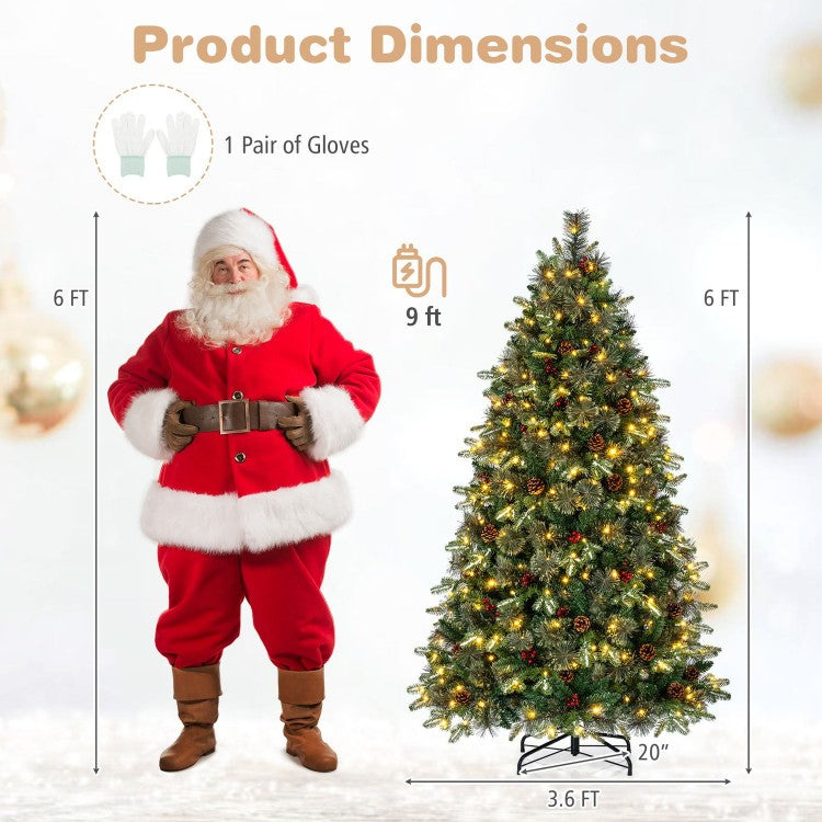 Pre-Lit Artificial Balsam Fir Christmas Tree with Dual-Color LED Lights & 9 Lighting Modes – 6 ft & 7 ft