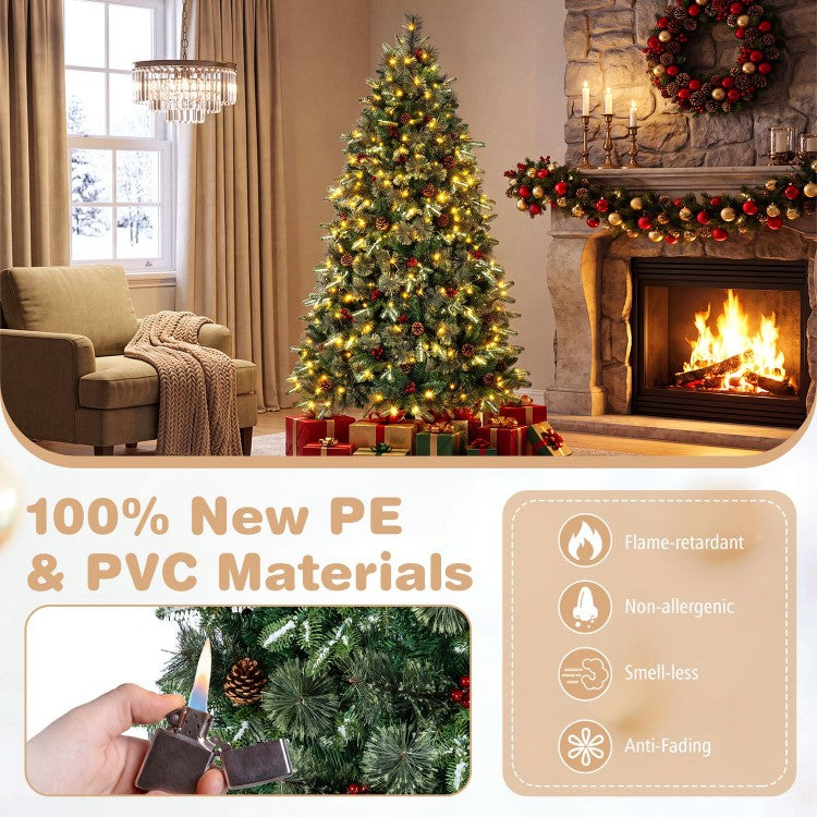 Pre-Lit Artificial Balsam Fir Christmas Tree with Dual-Color LED Lights & 9 Lighting Modes – 6 ft & 7 ft