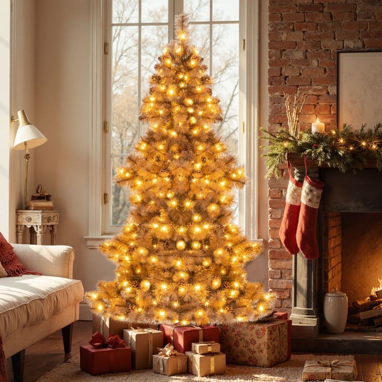 6 Feet Artificial Christmas Tree with 493 Branch Tips for Home Office Carnival