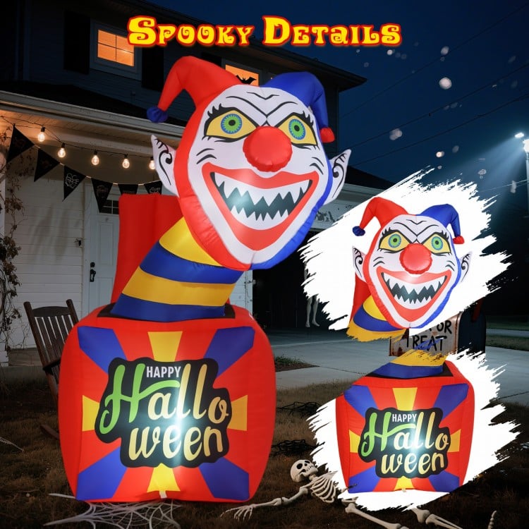 6 Ft Halloween Inflatable Clown with LED Lights for Indoor Outdoor Porch
