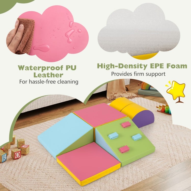 6-Piece Foam Climbing Blocks with Hook and Loop Fasteners