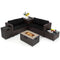 6 Pieces Outdoor Wicker Furniture Set with 32 Inch Propane Fire Pit Table