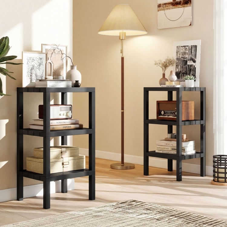 6-Tier Plastic Modular Storage Shelves for Living Room and Kitchen-Black