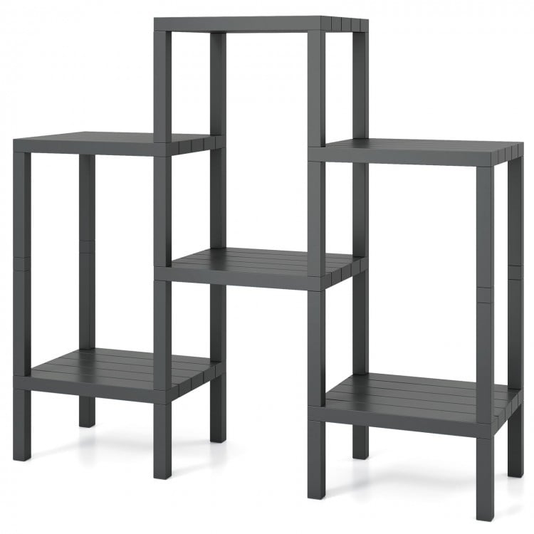 6-Tier Plastic Modular Storage Shelves for Living Room and Kitchen-Gray