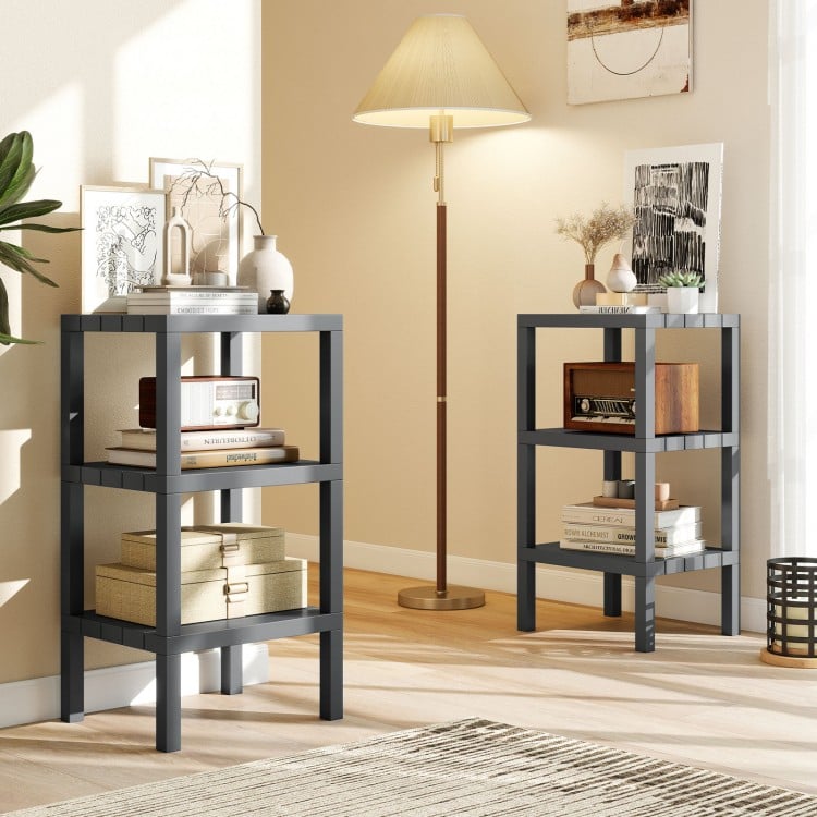 6-Tier Plastic Modular Storage Shelves for Living Room and Kitchen-Gray