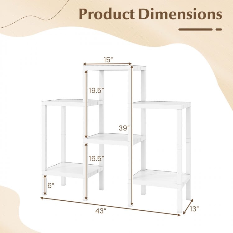 6-Tier Plastic Modular Storage Shelves for Living Room and Kitchen-White