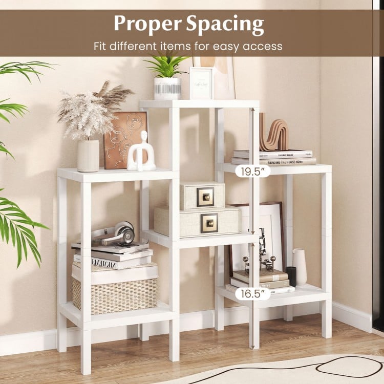 6-Tier Plastic Modular Storage Shelves for Living Room and Kitchen-White