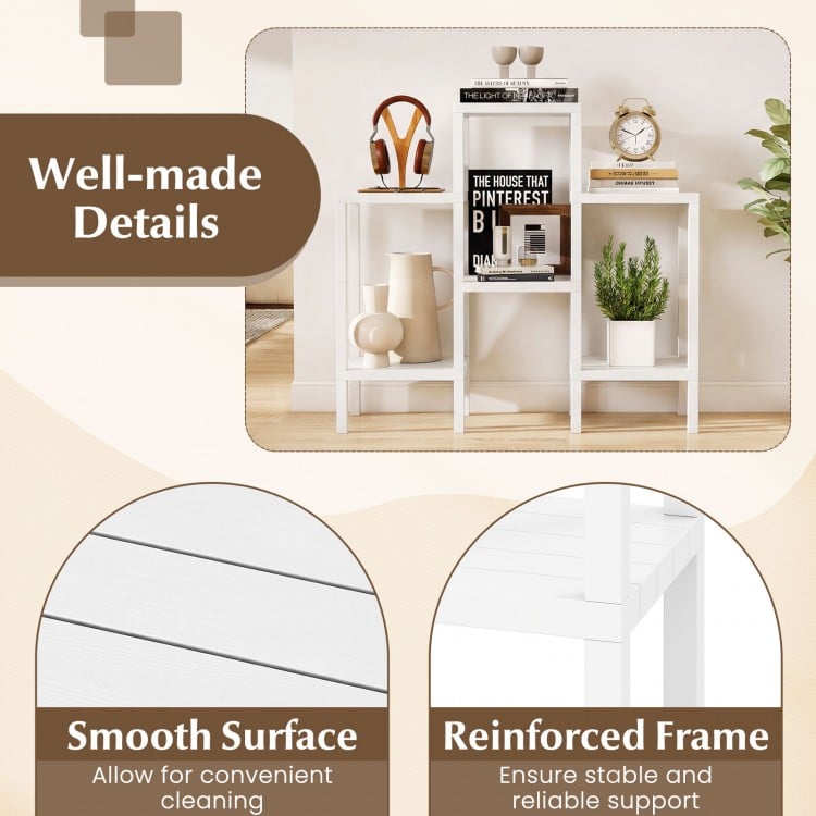 6-Tier Plastic Modular Storage Shelves for Living Room and Kitchen-White