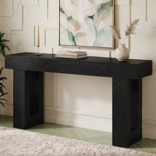 63-Inch Console Table, Farmhouse Wooden Sofa Table with Rustic Finish, Entryway Hallway Table