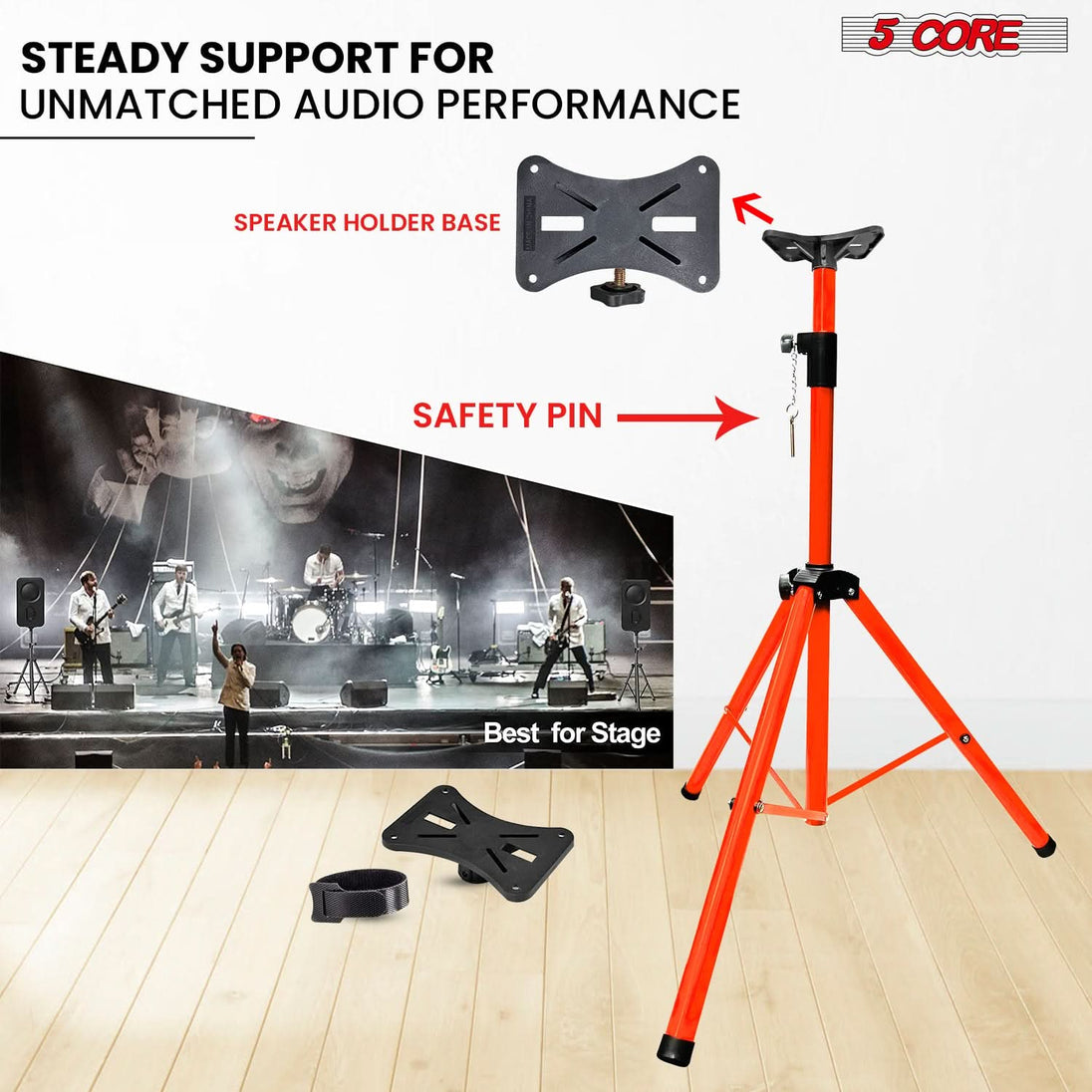 5Core Speaker Stand Tripod Tall Adjustable 72 Inch DJ Studio Monitor Stands Pole Mount ORANGE5Core Speaker Stand Tripod Tall Adjustable 72 Inch DJ Studio Monitor Stands Pole Mount ORANGE