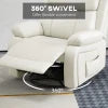 HOMCOM PU Leather Reclining Chair with Vibration Massage Recliner, Swivel Base, Rocking Function, Remote Control, Cream White