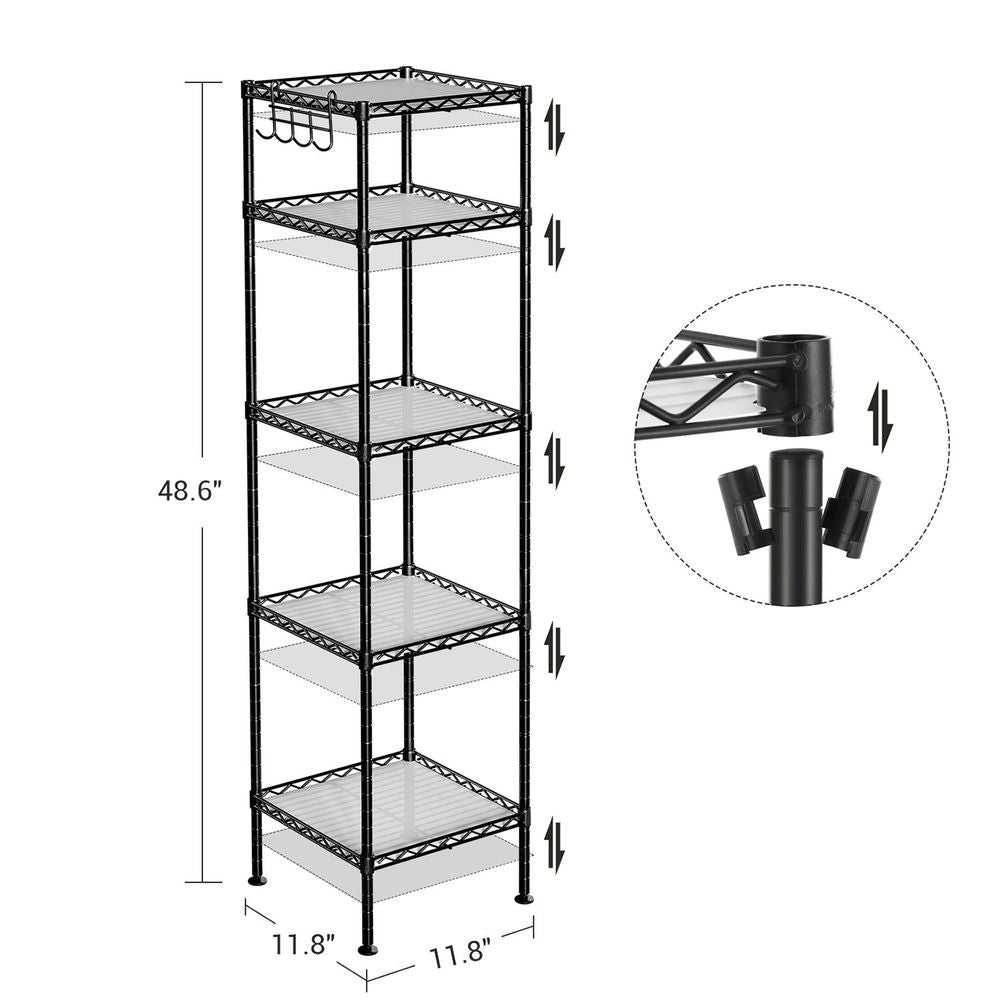 SONGMICS Bathroom Shelf with 5 PP Shelf Liners, Removable Hook 