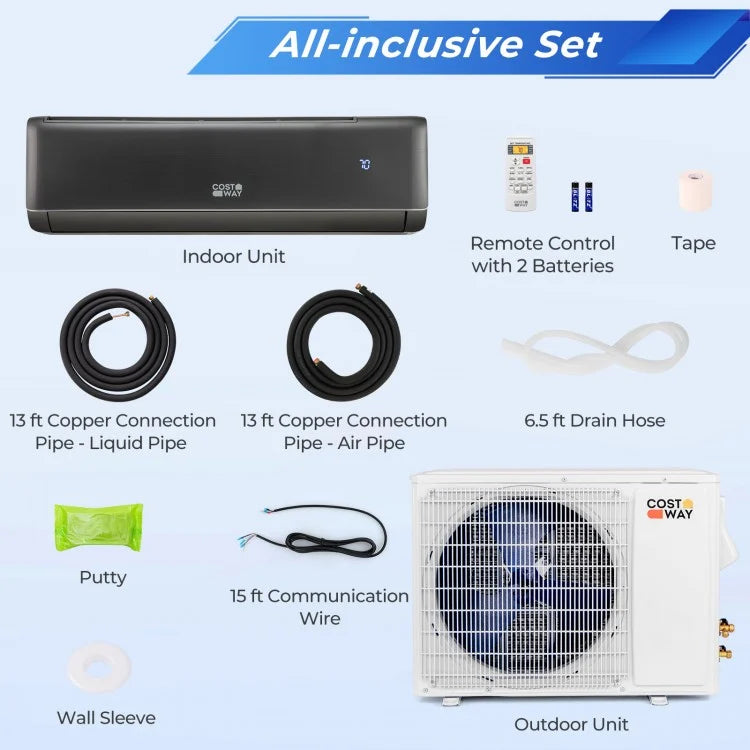 GreyVolt Series Energy Star Certified 24000 BTU 21 SEER2 208-230V Mini Split Air Conditioner and Heater Gray Wifi Enabled