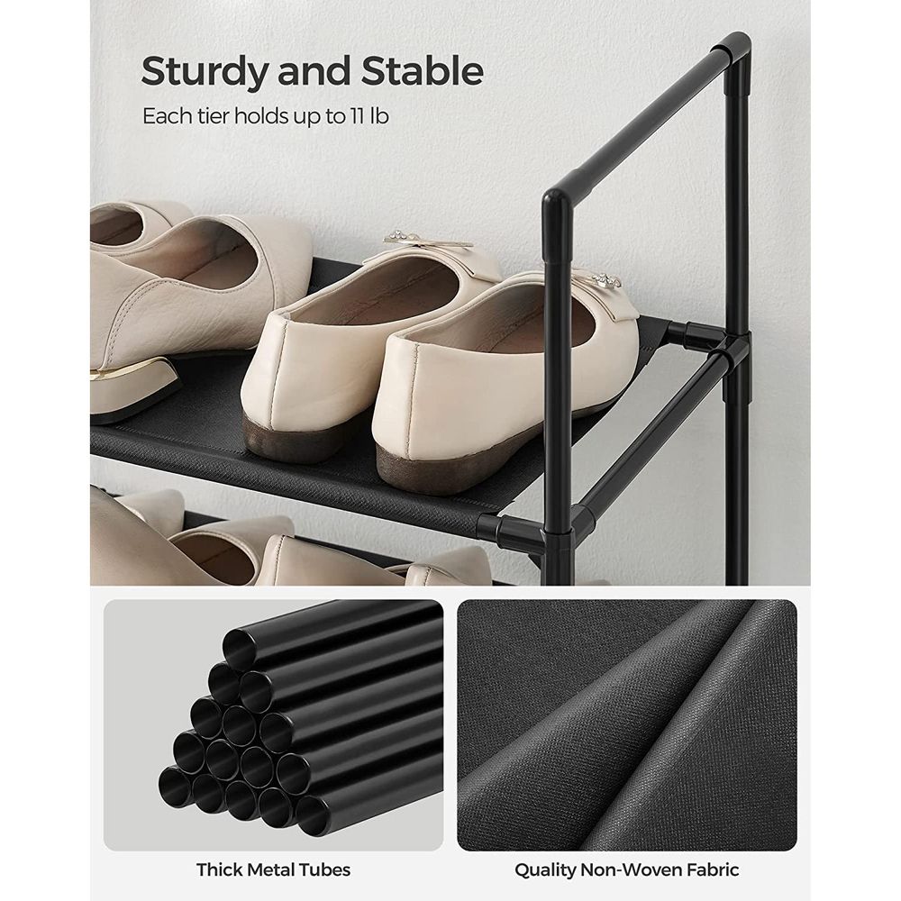 SONGMICS 10-Tier Shoe Shelf with Metal Frame 