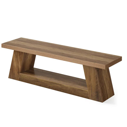 63" Farmhouse TV Stand for Up to 75" TVs, Media Console Table with 2-Tier Storage Shelves Rustic Brown