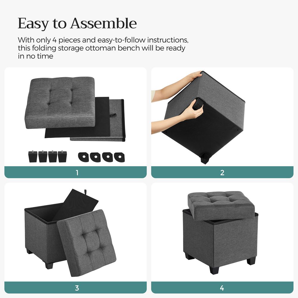 SONGMICS Small Ottoman Foot Rest with Legs 