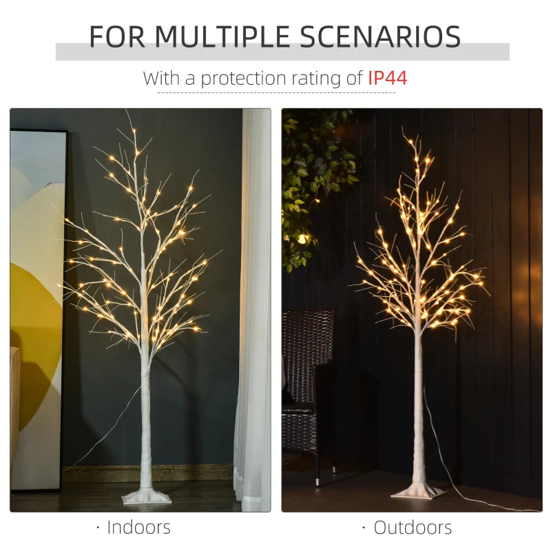 Outsunny Garden Birch Tree Light with 58 Warm LED Lights and 8 Modes, DIY Artificial Lamp for Indoor & Outdoor Parties 