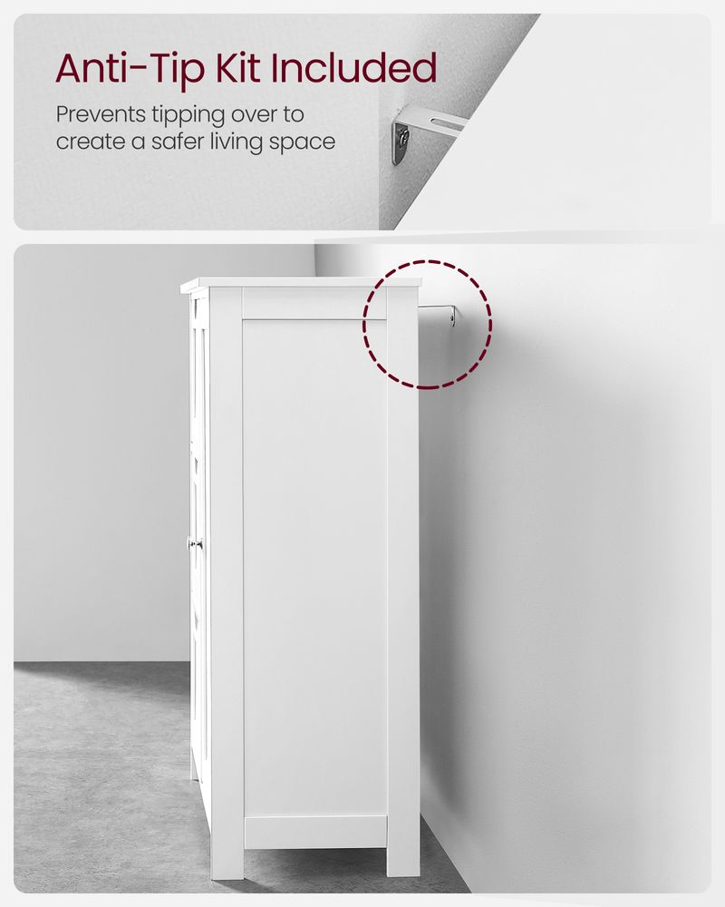 VASAGLE White Bathroom Storage Cabinet with 3 Drawers 
